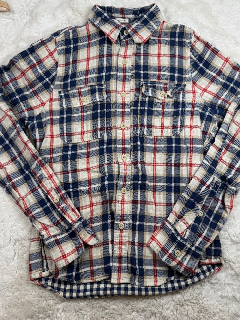 Abercrombie & Fitch Men's Long Sleeve Plaid Button Up Muscle Fit Large